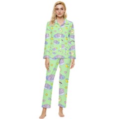 Elephant Sleeping Elephants Background Womens  Long Sleeve Velvet Pocket Pajamas Set