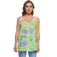 Elephant Sleeping Elephants Background Casual Spaghetti Strap Chiffon Top