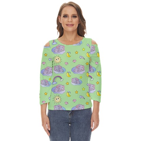 Elephant Sleeping Elephants Background Cut Out Wide Sleeve Top by Wegoenart