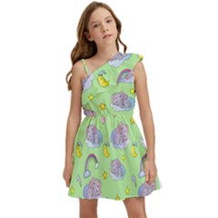 Elephant Sleeping Elephants Background Kids  One Shoulder Party Dress by Wegoenart