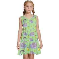 Elephant Sleeping Elephants Background Kids  Sleeveless Tiered Mini Dress