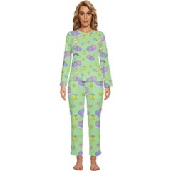 Elephant Sleeping Elephants Background Womens  Long Sleeve Lightweight Pajamas Set