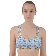 Pattern Giraffe Animal Seamless Scrapbooking Blue Line Them Up Sports Bra by Wegoenart