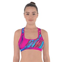 Colorful Abstract Fluid Art Cross Back Sports Bra by GardenOfOphir