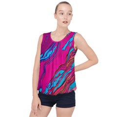 Colorful Abstract Fluid Art Bubble Hem Chiffon Tank Top by GardenOfOphir