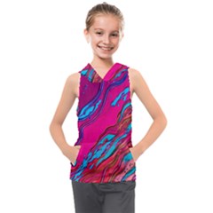 Colorful Abstract Fluid Art Kids  Sleeveless Hoodie by GardenOfOphir