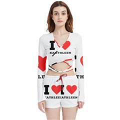 I Love Kathleen Velvet Wrap Crop Top And Shorts Set by ilovewhateva