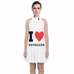 I love kathleen Velvet Halter Neckline Dress 