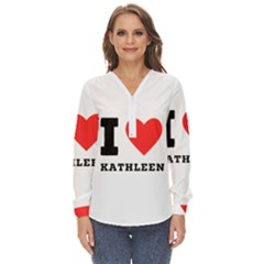 I love kathleen Zip Up Long Sleeve Blouse