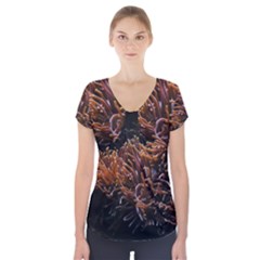 Sea Anemone Coral Underwater Ocean Sea Water Short Sleeve Front Detail Top by Wegoenart