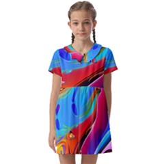 Abstract Fluid Art Kids  Asymmetric Collar Dress by GardenOfOphir