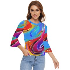 Abstract Fluid Art Bell Sleeve Top