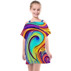 Fluid Art Pattern Kids  One Piece Chiffon Dress by GardenOfOphir