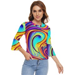 Fluid Art Pattern Bell Sleeve Top