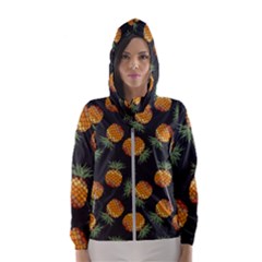 Pineapple Background Pineapple Pattern Women s Hooded Windbreaker by Wegoenart