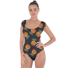 Pineapple Background Pineapple Pattern Short Sleeve Leotard 