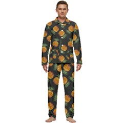 Pineapple Background Pineapple Pattern Men s Long Sleeve Velvet Pocket Pajamas Set by Wegoenart