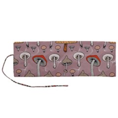 Mushrooms Autumn Fall Pattern Seamless Decorative Roll Up Canvas Pencil Holder (m) by Wegoenart