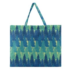 Christmas Trees Pattern Digital Paper Seamless Zipper Large Tote Bag