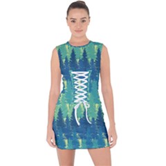 Christmas Trees Pattern Digital Paper Seamless Lace Up Front Bodycon Dress