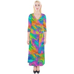 Marble Art Pattern Quarter Sleeve Wrap Maxi Dress by GardenOfOphir
