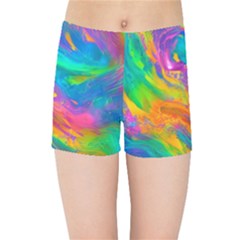 Marble Art Pattern Kids  Sports Shorts by GardenOfOphir