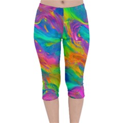 Marble Art Pattern Velvet Capri Leggings 