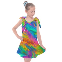 Marble Art Pattern Kids  Tie Up Tunic Dress by GardenOfOphir