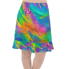 Marble Art Pattern Fishtail Chiffon Skirt