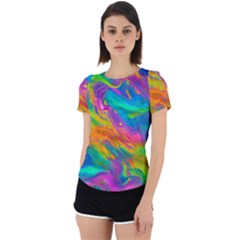 Marble Art Pattern Back Cut Out Sport Tee