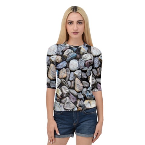 Stone Texture Nature Background Rocks Pebbles Quarter Sleeve Raglan Tee by Wegoenart