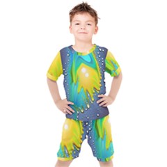 Liquid Background Kids  Tee And Shorts Set by GardenOfOphir