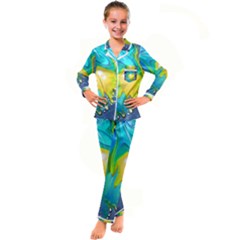 Liquid Background Kid s Satin Long Sleeve Pajamas Set by GardenOfOphir