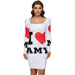 I Love Amy Women Long Sleeve Ruched Stretch Jersey Dress by ilovewhateva