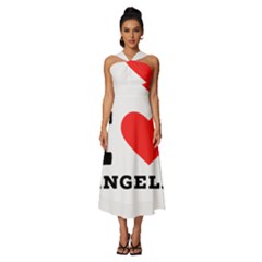 I Love Angela  Sleeveless Cross Front Cocktail Midi Chiffon Dress by ilovewhateva