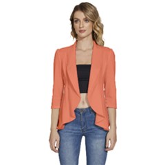 Basket Ball Orange	 - 	3/4 Sleeve Ruffle Edge Open Front Jacket