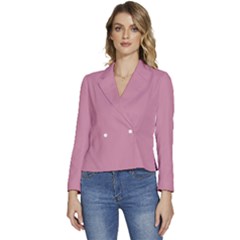 Cashmere Rose Pink	 - 	long Sleeve Revers Collar Cropped Jacket by ColorfulWomensWear