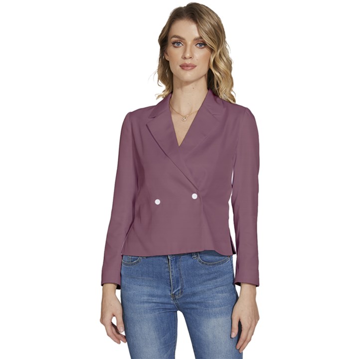 Dull Purple	 - 	Long Sleeve Revers Collar Cropped Jacket