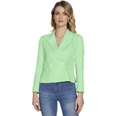 Light Jade	 - 	long Sleeve Revers Collar Cropped Jacket by ColorfulWomensWear