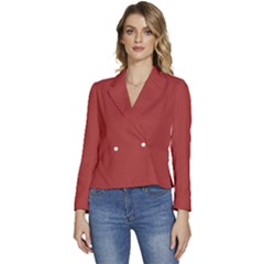 Sweet Red	 - 	long Sleeve Revers Collar Cropped Jacket by ColorfulWomensWear