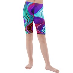 Fluid Background Kids  Mid Length Swim Shorts by GardenOfOphir