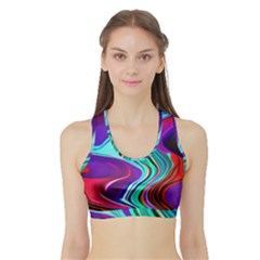 Fluid Background Sports Bra With Border by GardenOfOphir