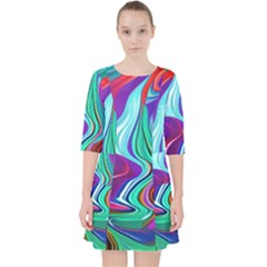 Fluid Background Quarter Sleeve Pocket Dress