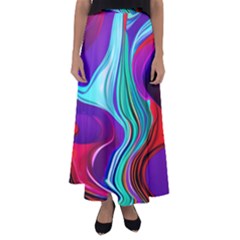 Fluid Background Flared Maxi Skirt