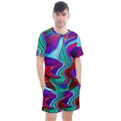 Fluid Background Men s Mesh Tee and Shorts Set