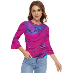 Fluid Art Pattern Bell Sleeve Top