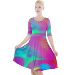 Fluid Background Quarter Sleeve A-line Dress by GardenOfOphir