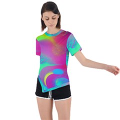 Fluid Background Asymmetrical Short Sleeve Sports Tee by GardenOfOphir