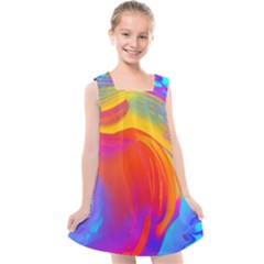 Liquid Art Pattern Kids  Cross Back Dress by GardenOfOphir