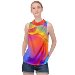 Liquid Art Pattern High Neck Satin Top by GardenOfOphir